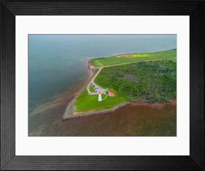 Framed Print : Aerial view of Point prim lighthouse PEI, Canada Framed Print : Aerial view of Point prim lighthouse PEI, Canada