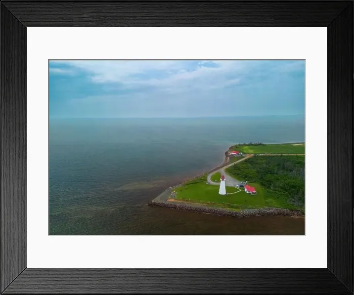 Framed Print : Aerial view of Point prim lighthouse PEI, Canada Framed Print : Aerial view of Point prim lighthouse PEI, Canada