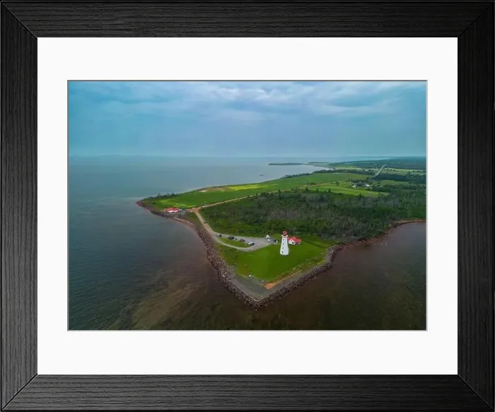 Framed Print : Aerial view of Point prim lighthouse PEI, Canada Framed Print : Aerial view of Point prim lighthouse PEI, Canada