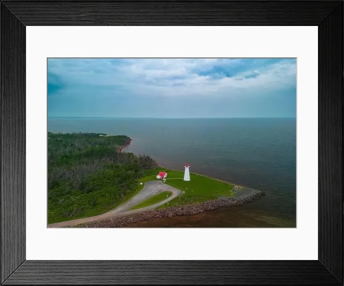 Framed Print : Aerial view of Point prim lighthouse PEI, Canada Framed Print : Aerial view of Point prim lighthouse PEI, Canada