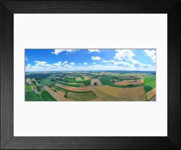 Framed Print : Aerial view of pastures and farmlands Beautiful French countryside with green fields and meadows Framed Print : Aerial view of pastures and farmlands Beautiful French countryside with green fields and meadows