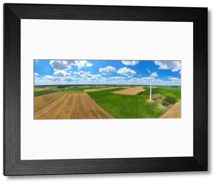 Framed Print : Aerial drone view of wind power turbines Framed Print : Aerial drone view of wind power turbines