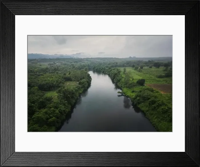 Framed Print : Top view from a drone on the river Kwai in the province Kanchanaburi of Thailand Framed Print : Top view from a drone on the river Kwai in the province Kanchanaburi of Thailand