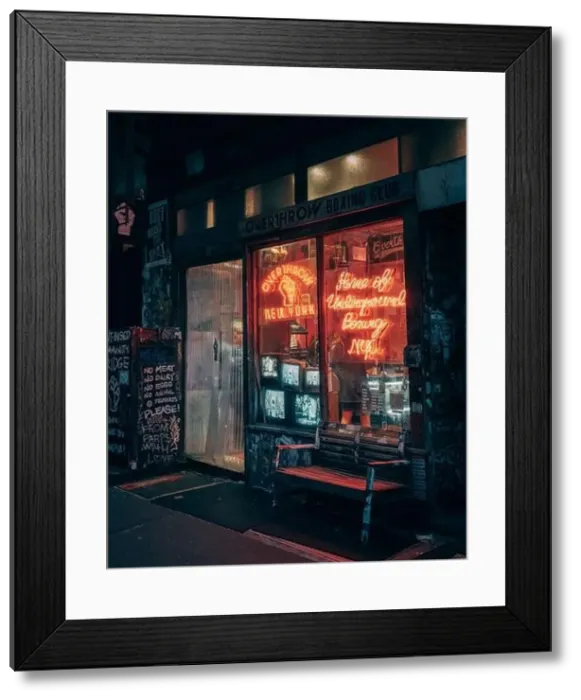 Framed Print : Overthrow Boxing Club neon sign at night, Manhattan, New York Framed Print : Overthrow Boxing Club neon sign at night, Manhattan, New York