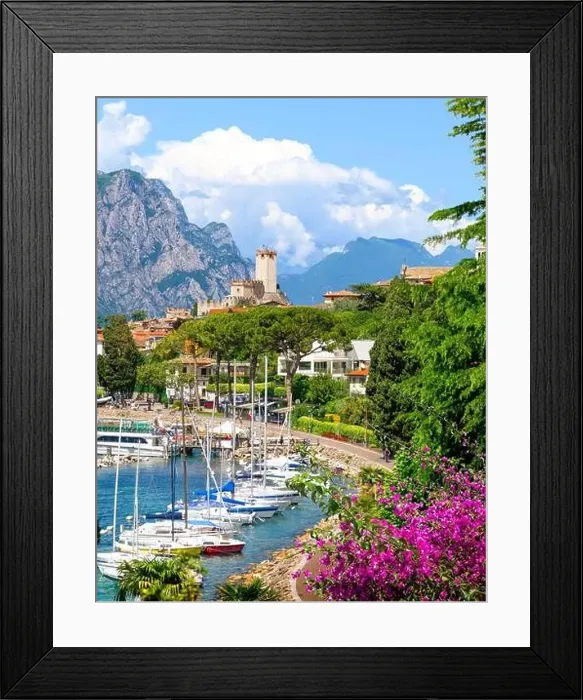Framed Print : Landscape with Malcesine town, Garda Lake, Italy Framed Print : Landscape with Malcesine town, Garda Lake, Italy