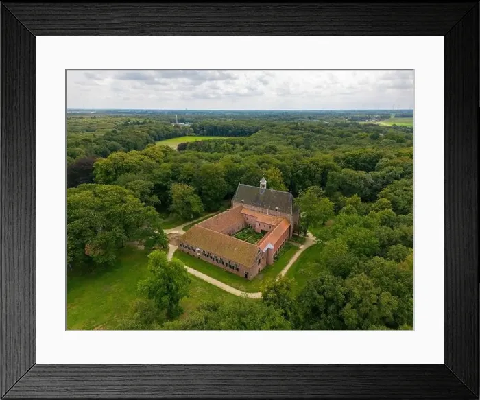 Framed Print : This aerial drone photo shows the monastery in Ter Apel Framed Print : This aerial drone photo shows the monastery in Ter Apel