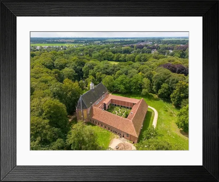 Framed Print : This aerial drone photo shows the monastery in Ter Apel Framed Print : This aerial drone photo shows the monastery in Ter Apel