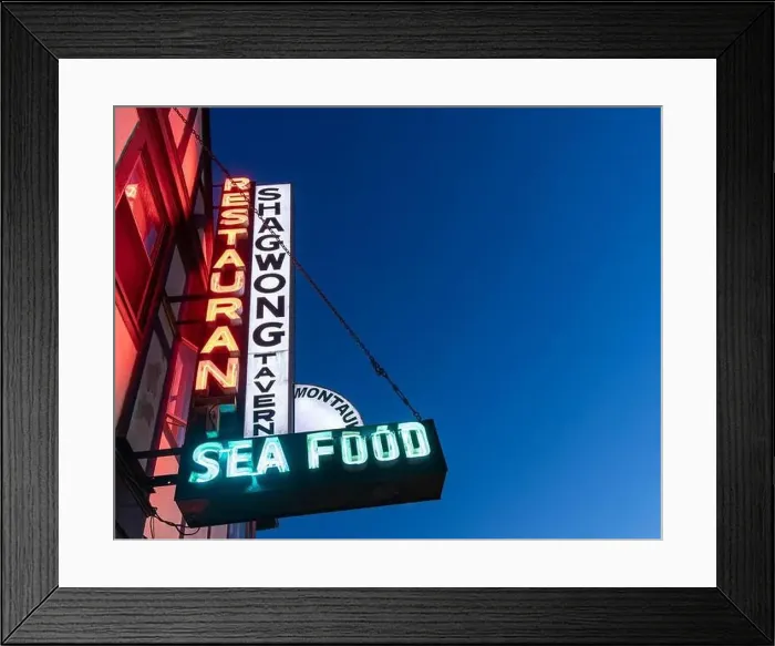 Framed Print : the signs for the Shagwond Tavern in Montauk at night Framed Print : the signs for the Shagwond Tavern in Montauk at night