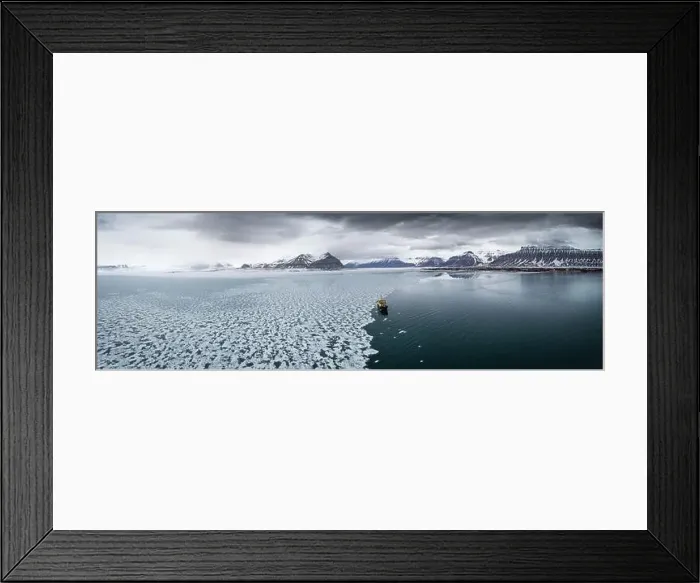Framed Print : Ship cruising through the ice in Svalbard Framed Print : Ship cruising through the ice in Svalbard
