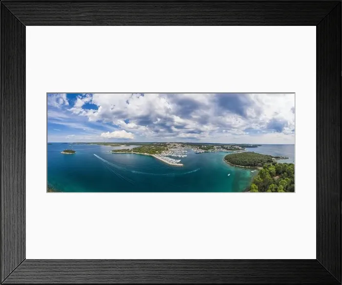 Framed Print : Aerial panoramic drone picture of Vrsar harbour in Croatia with turquoise water during daytime in summer Framed Print : Aerial panoramic drone picture of Vrsar harbour in Croatia with turquoise water during daytime in summer