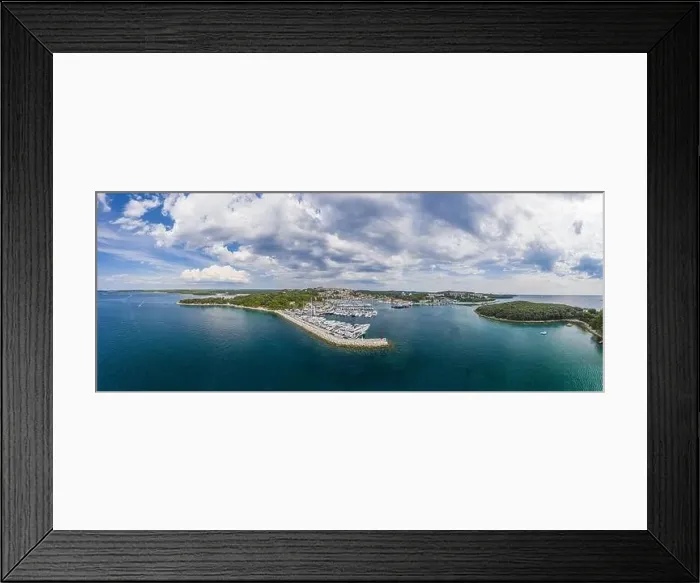 Framed Print : Aerial panoramic drone picture of Vrsar harbour in Croatia with turquoise water during daytime in summer Framed Print : Aerial panoramic drone picture of Vrsar harbour in Croatia with turquoise water during daytime in summer
