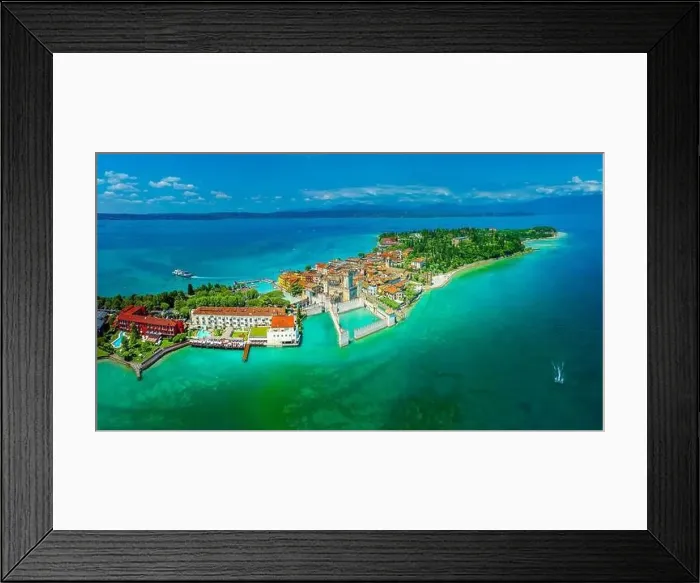 Framed Print : Landscape with Sirmione town, Garda Lake, Italy Framed Print : Landscape with Sirmione town, Garda Lake, Italy