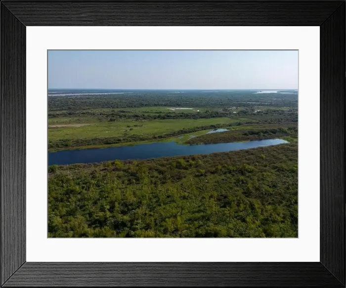Framed Print : Aerial view of a lagoon at the huge river Framed Print : Aerial view of a lagoon at the huge river