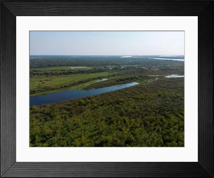 Framed Print : Aerial view of a lagoon at the huge river Framed Print : Aerial view of a lagoon at the huge river