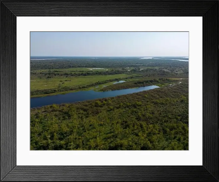 Framed Print : Aerial view of a lagoon at the huge river Framed Print : Aerial view of a lagoon at the huge river