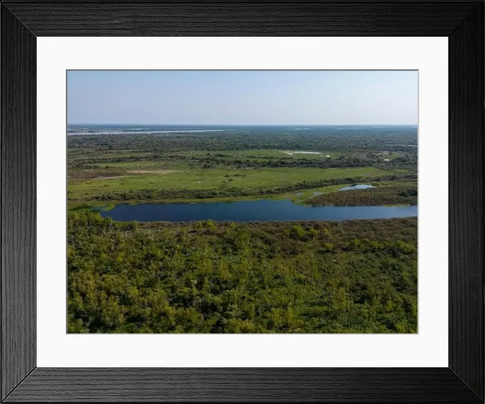 Framed Print : Aerial view of a lagoon at the huge river