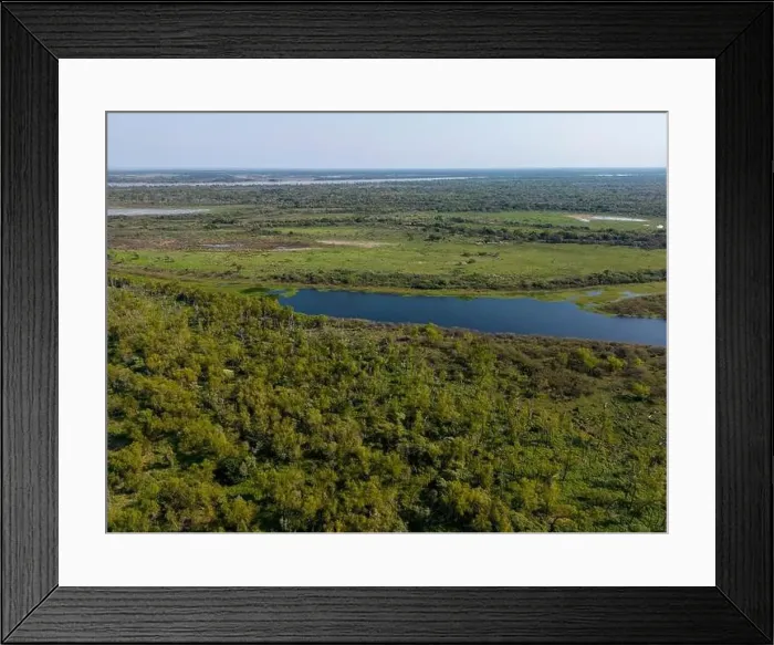 Framed Print : Aerial view of a lagoon at the huge river