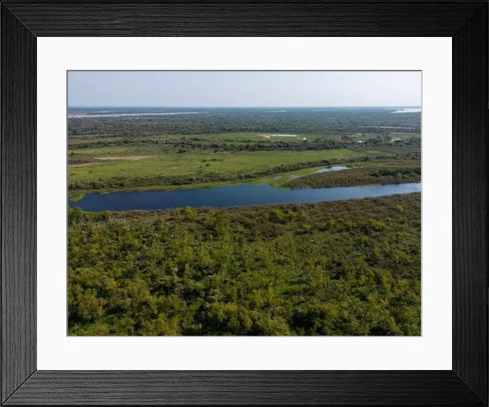 Framed Print : Aerial view of a lagoon at the huge river Framed Print : Aerial view of a lagoon at the huge river