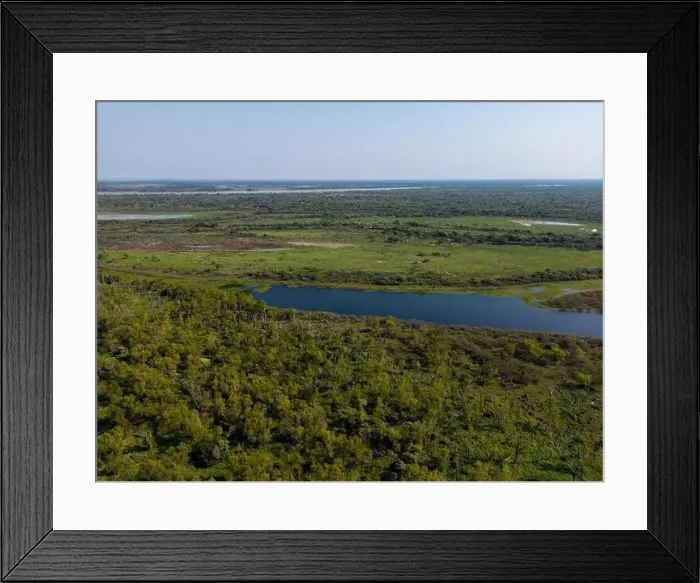 Framed Print : Aerial view of a lagoon at the huge river Framed Print : Aerial view of a lagoon at the huge river
