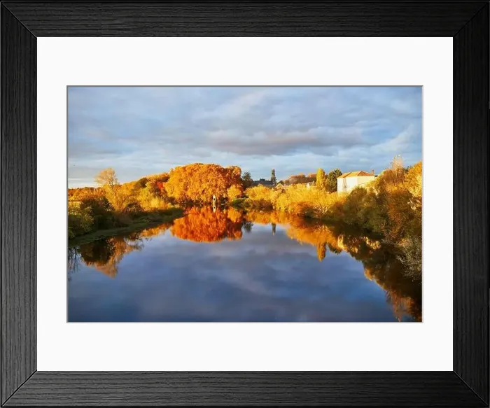 Framed Print : Scenic view of autumn forest and river Vienne near medieval castle of Les Ormes, France Framed Print : Scenic view of autumn forest and river Vienne near medieval castle of Les Ormes, France