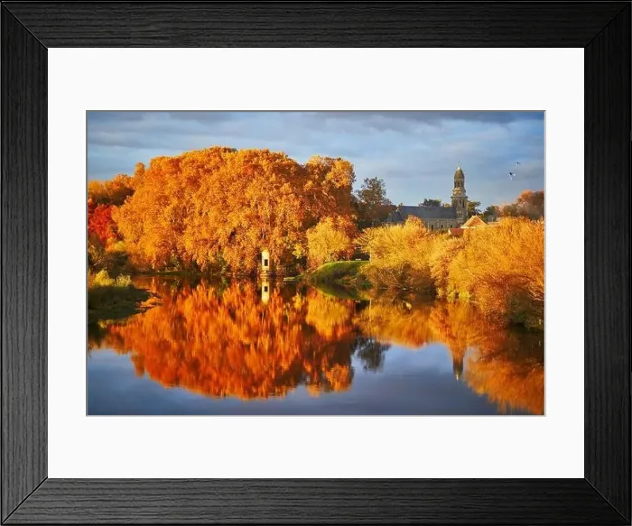 Framed Print : Scenic view of autumn forest and river Vienne near medieval castle of Les Ormes, France Framed Print : Scenic view of autumn forest and river Vienne near medieval castle of Les Ormes, France