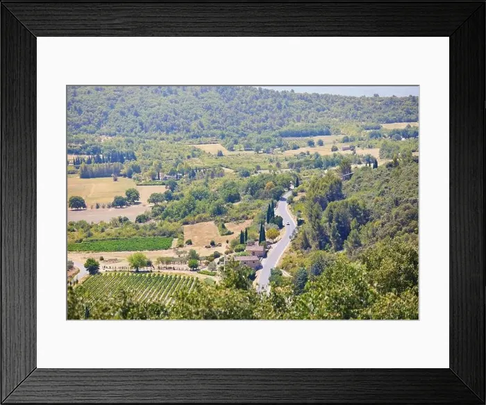 Framed Print : Aerial scenic Mediterranean landscape with cypresses, olive trees and vineyards in Provence, Southern France Framed Print : Aerial scenic Mediterranean landscape with cypresses, olive trees and vineyards in Provence, Southern France