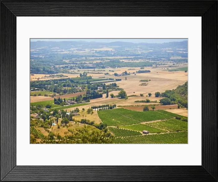 Framed Print : Aerial scenic Mediterranean landscape with cypresses, olive trees and vineyards in Provence, Southern France Framed Print : Aerial scenic Mediterranean landscape with cypresses, olive trees and vineyards in Provence, Southern France
