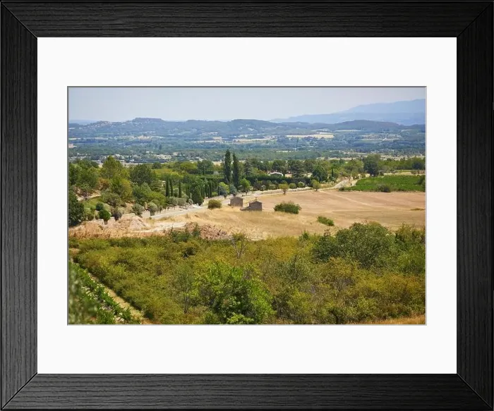Framed Print : Aerial scenic Mediterranean landscape with cypresses, olive trees and vineyards in Provence, Southern France Framed Print : Aerial scenic Mediterranean landscape with cypresses, olive trees and vineyards in Provence, Southern France