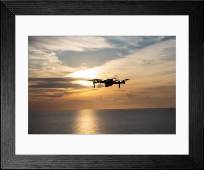 Framed Print : Aerial Symphony: Drone's Flight into the Sunset Framed Print : Aerial Symphony: Drone's Flight into the Sunset