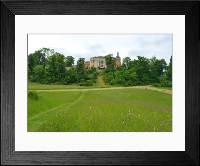 Framed Print : Ettersburg, Germany landscape view to the palace and church Framed Print : Ettersburg, Germany landscape view to the palace and church