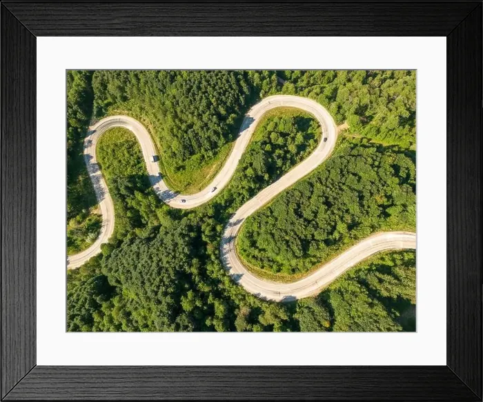 Framed Print : Drone view of the winding road from Domanic Town of Kutahya to Inegöl direction Framed Print : Drone view of the winding road from Domanic Town of Kutahya to Inegöl direction