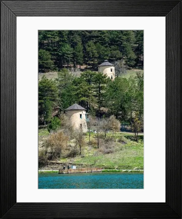 Framed Print : Cubuk Lake in Goynuk District of Bolu, Turkey. Beautiful lake view with windmills Framed Print : Cubuk Lake in Goynuk District of Bolu, Turkey. Beautiful lake view with windmills