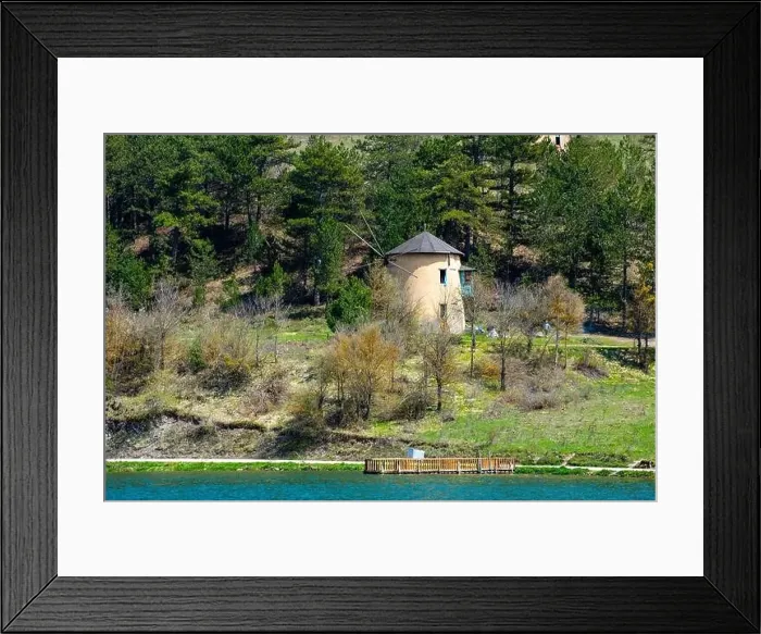 Framed Print : Cubuk Lake in Goynuk District of Bolu, Turkey. Beautiful lake view with windmills Framed Print : Cubuk Lake in Goynuk District of Bolu, Turkey. Beautiful lake view with windmills