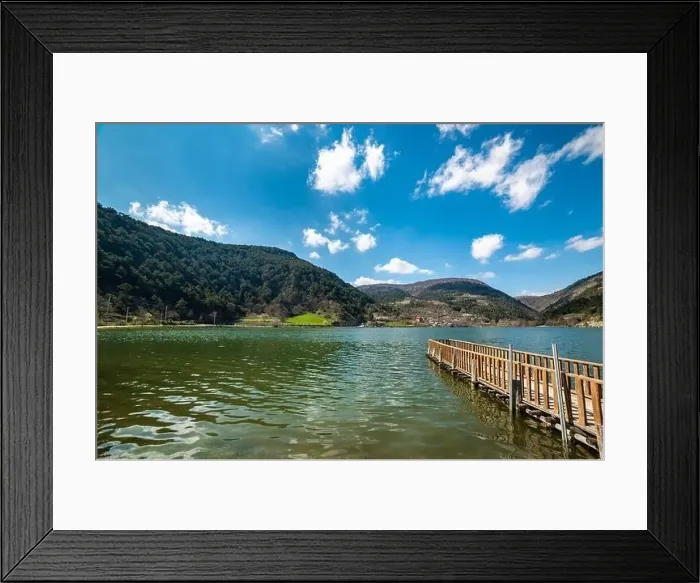 Framed Print : Cubuk Lake in Goynuk District of Bolu, Turkey. Beautiful lake view with windmills Framed Print : Cubuk Lake in Goynuk District of Bolu, Turkey. Beautiful lake view with windmills