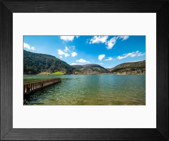 Framed Print : Cubuk Lake in Goynuk District of Bolu, Turkey. Beautiful lake view with windmills Framed Print : Cubuk Lake in Goynuk District of Bolu, Turkey. Beautiful lake view with windmills