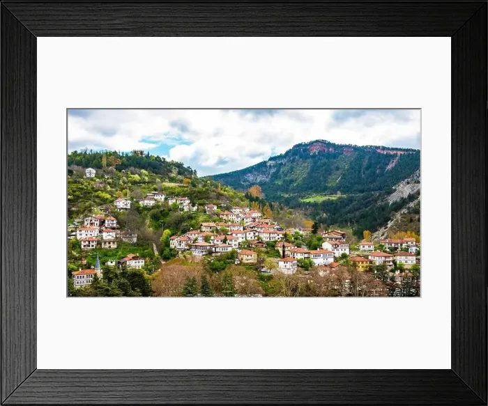 Framed Print : Traditional old houses in Goynuk District of Bolu, Turkey. Aerial view of Goynuk with beautiful historical houses Framed Print : Traditional old houses in Goynuk District of Bolu, Turkey. Aerial view of Goynuk with beautiful historical houses