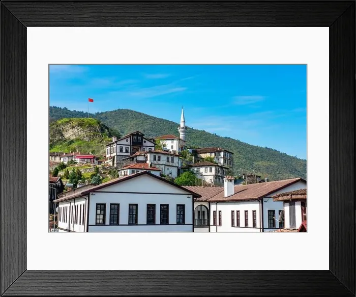 Framed Print : Tarakli, Sakarya, Turkey. Traditional old houses in Tarakli District. Beautiful historical houses