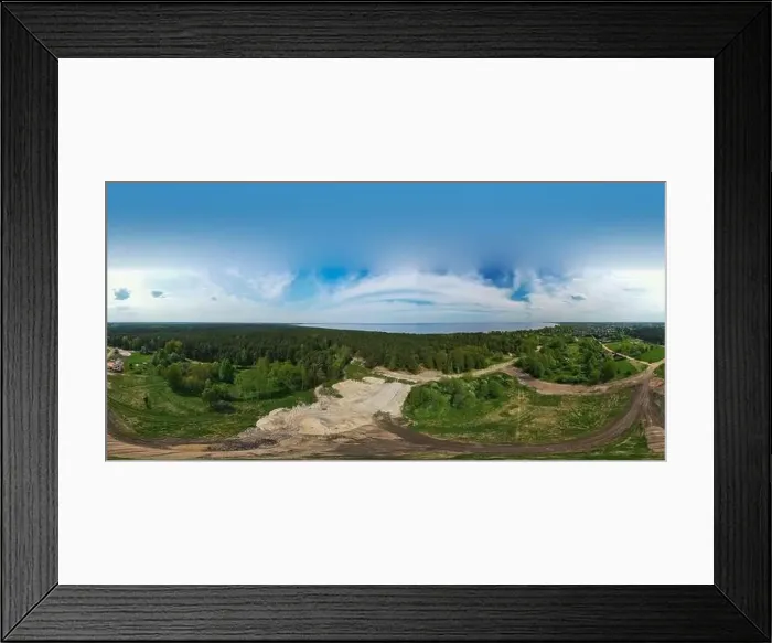 Framed Print : 360 panorama. Construction site in forest. Jurmala, Latva. Baltic sea Framed Print : 360 panorama. Construction site in forest. Jurmala, Latva. Baltic sea