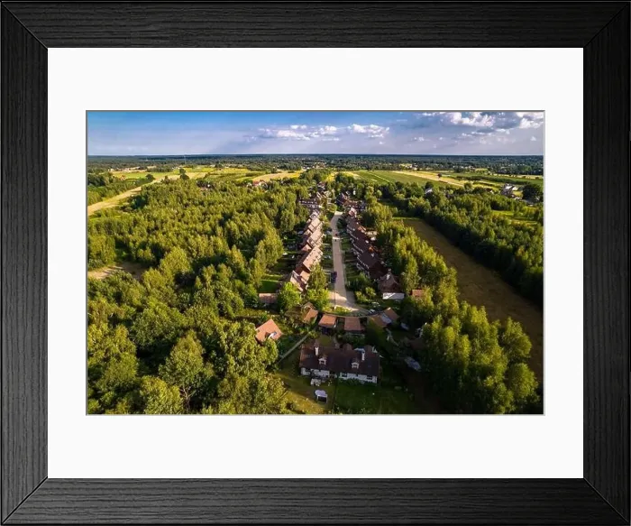 Framed Print : drone, bird view, aerial, city Framed Print : drone, bird view, aerial, city