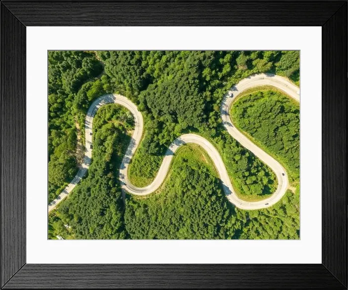 Framed Print : Drone view of the winding road from Domanic Town of Kutahya to Inegöl direction Framed Print : Drone view of the winding road from Domanic Town of Kutahya to Inegöl direction