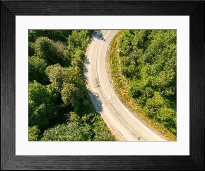 Framed Print : Drone view of the winding road from Domanic Town of Kutahya to Inegöl direction