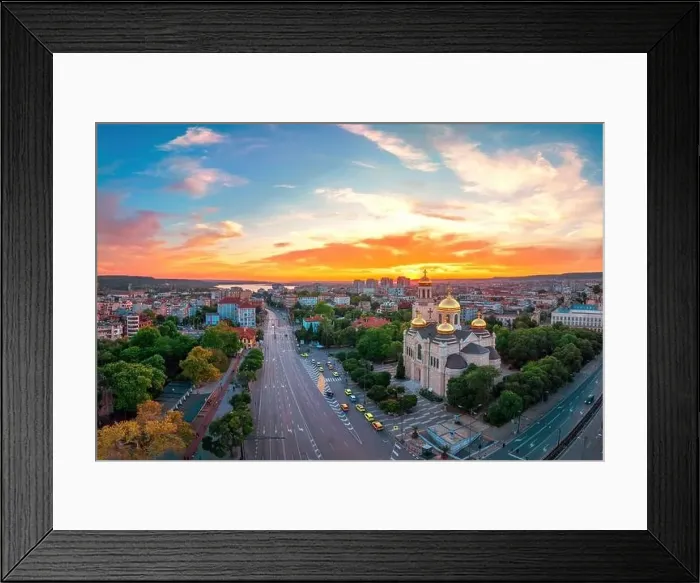 Framed Print : Bulgarian seaside in Varna city by sunset Framed Print : Bulgarian seaside in Varna city by sunset