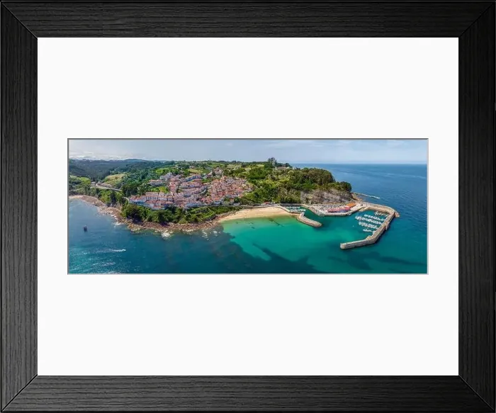 Framed Print : Panoramic aerial view of Lastres, province of Asturias, Spain. Named beautiful town of Spain Framed Print : Panoramic aerial view of Lastres, province of Asturias, Spain. Named beautiful town of Spain