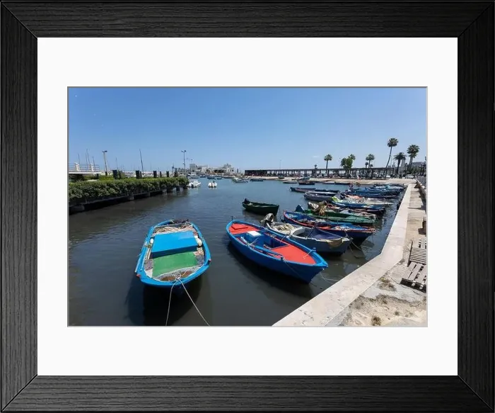 Framed Print : BARI, ITALY, JULY 9, 2023 - View of the port of Bari in Apulia, Italy