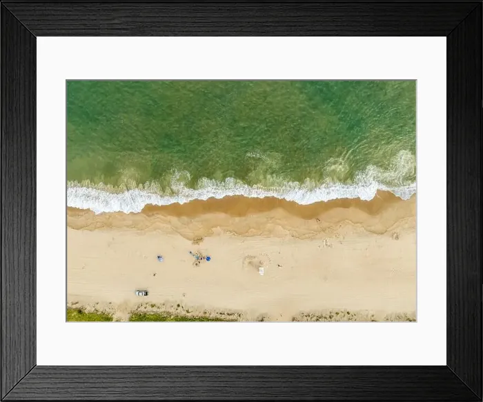 Framed Print : Aerial view of a Kirks Beach in Montauk, NY