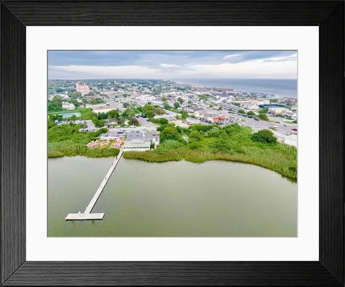 Framed Print : Aerial view of fort pond and downtown montauk Framed Print : Aerial view of fort pond and downtown montauk