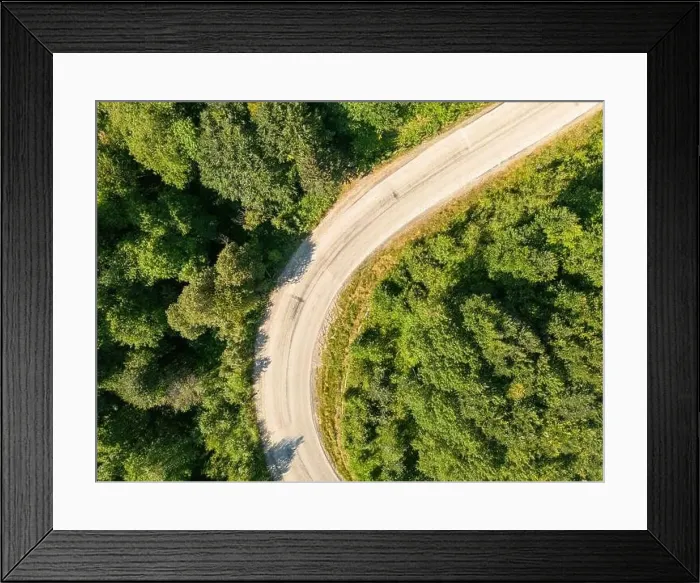 Framed Print : Drone view of the winding road from Domanic Town of Kutahya to Inegol direction