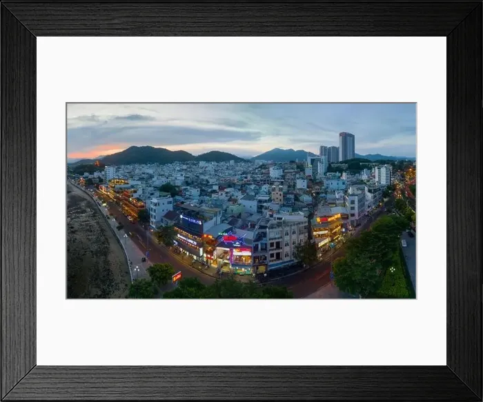 Framed Print : July 4, 2023: panoramic view of the coastal city of Nha Trang, Vietnam