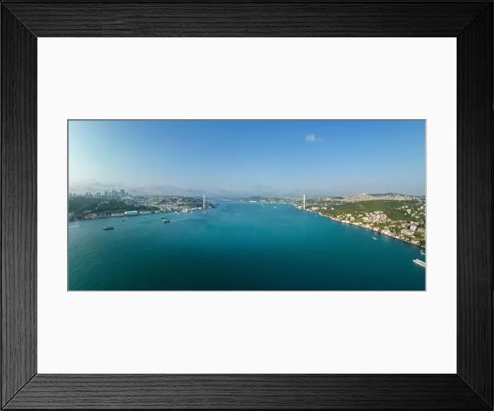 Framed Print : Istanbul Bosphorus Bridge panorama photo, Turkey. Istanbul Canal, Bosphoros canal. Drone Point of View Framed Print : Istanbul Bosphorus Bridge panorama photo, Turkey. Istanbul Canal, Bosphoros canal. Drone Point of View