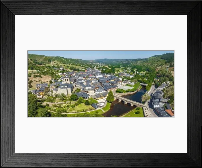 Framed Print : Aerial panoramic view of Molinaseca in the province of Leon Framed Print : Aerial panoramic view of Molinaseca in the province of Leon